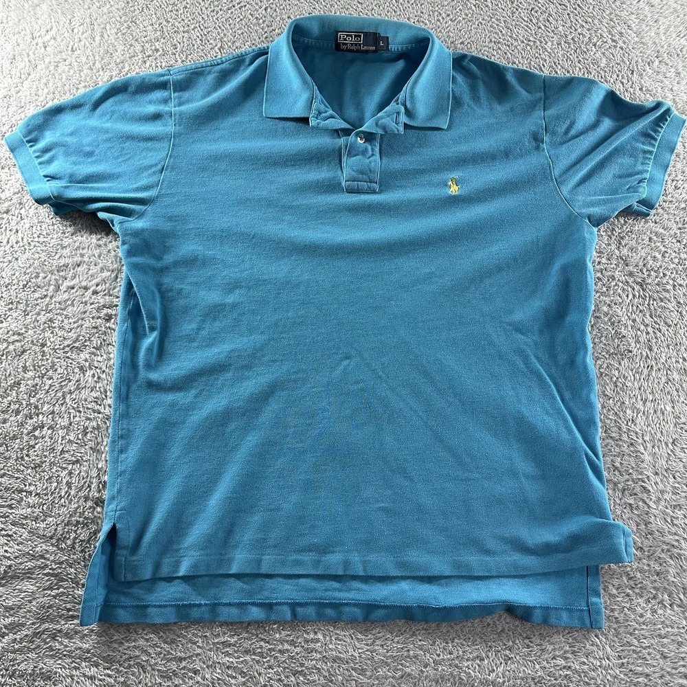 VINTAGE Polo Ralph Lauren Shirt Mens Large Y2K Light Blue Collar